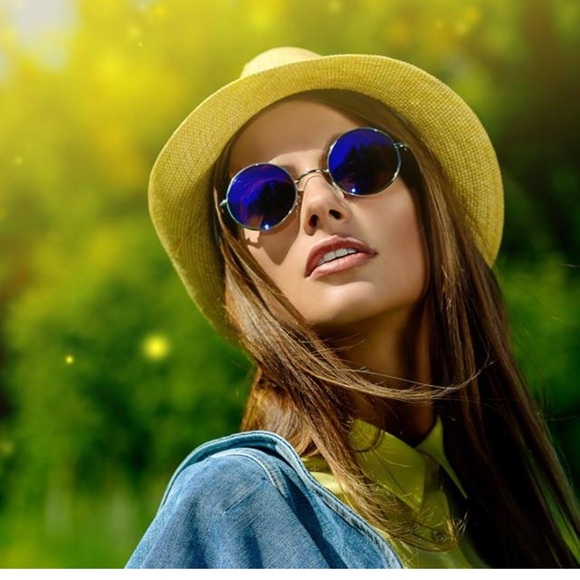 Round Hippie Shades Retro Reflective Colored Lense - Picture 2 of 5